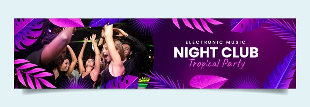Banner de contracción del club nocturno de hojas degradadas
