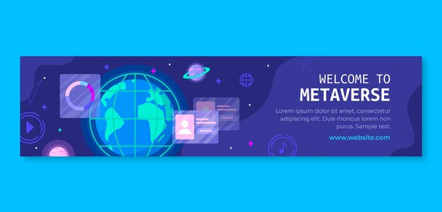 Banner de contracción de concepto de metaverso de diseño plano