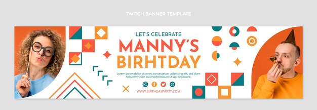 Banner de contracción de cumpleaños de mosaico de diseño plano