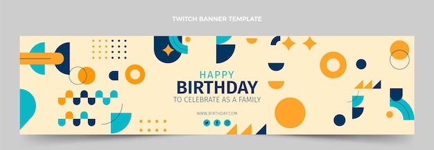 Vector gratuito banner de contracción de cumpleaños de mosaico plano