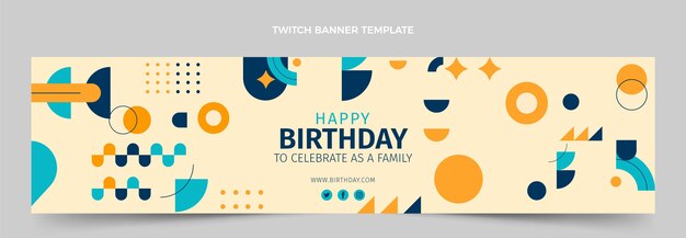 Banner de contracción de cumpleaños de mosaico plano