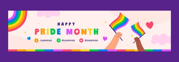 Banner de contracción dibujado a mano del mes del orgullo