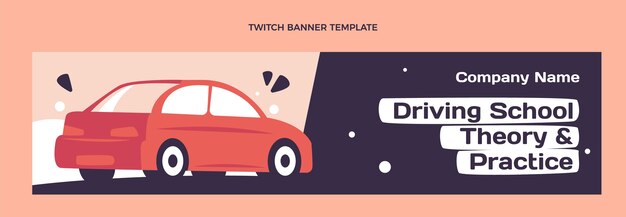 Banner de contracción de escuela de manejo de diseño plano