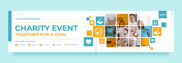 Banner de contracción de evento de caridad mínimo