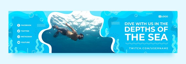 Banner de contracción de experiencia de buceo de diseño plano