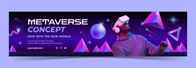 Banner de contracción de experiencia de metaverso degradado