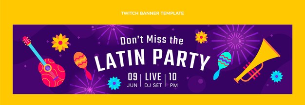 Banner de contracción de fiesta de baile latino plano