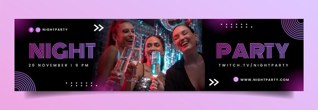Banner de contracción de fiesta nocturna
