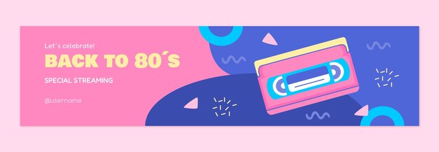 Banner de contracción de fiesta plana de los 80
