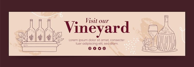 Vector gratuito banner de contracción de fiesta de vino dibujado a mano