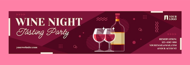 Vector gratuito banner de contracción de fiesta de vino de diseño plano