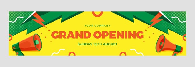 Banner de contracción de gran inauguración de diseño plano