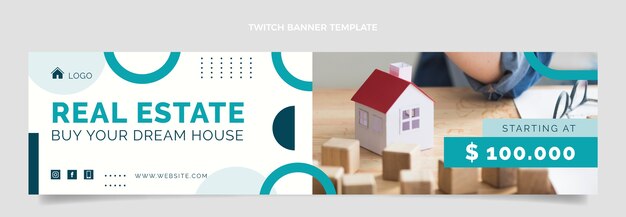 Banner de contracción inmobiliaria de diseño plano