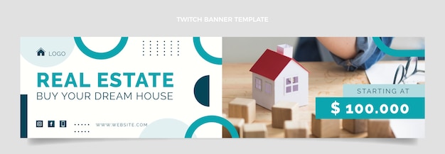 Banner de contracción inmobiliaria de diseño plano