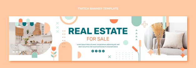Banner de contracción inmobiliaria geométrica abstracta de diseño plano