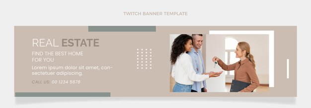 Banner de contracción inmobiliaria geométrica abstracta de diseño plano