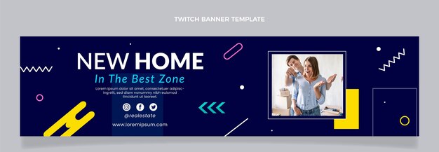 Banner de contracción inmobiliaria geométrica de diseño plano