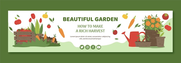 Vector gratuito banner de contracción de jardinería plana