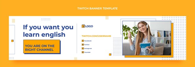 Banner de contracción de lecciones de inglés de diseño plano