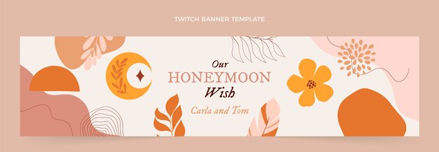 Banner de contracción de luna de miel boho dibujado a mano