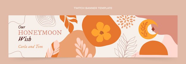Banner de contracción de luna de miel boho dibujado a mano