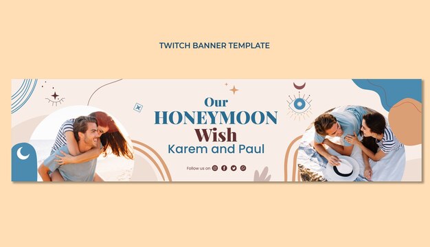 Banner de contracción de luna de miel boho dibujado a mano