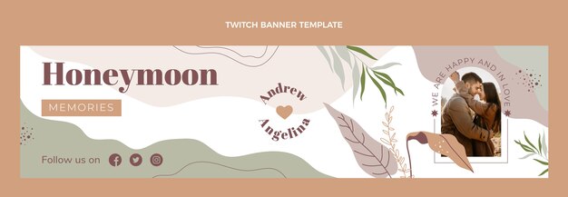Banner de contracción de luna de miel boho dibujado a mano