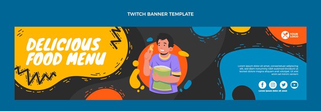 Banner de contracción de menú de comida deliciosa de diseño plano