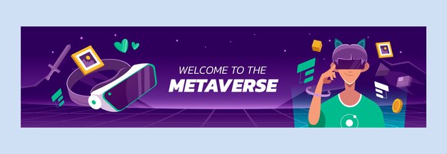 Banner de contracción de metaverso de diseño plano