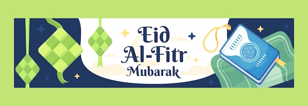 Vector gratuito banner de contracción plana eid al-fitr