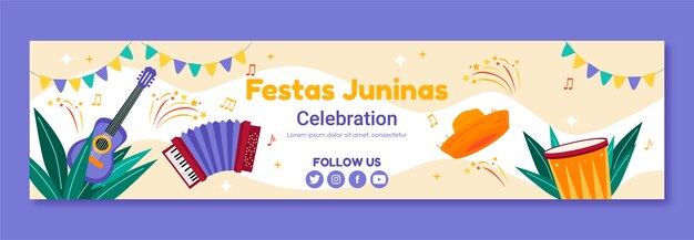 Vector gratuito banner de contracción plana de festas juninas