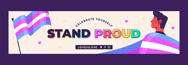 Banner de contracción plana del mes del orgullo