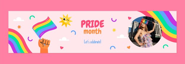 Banner de contracción plana del mes del orgullo