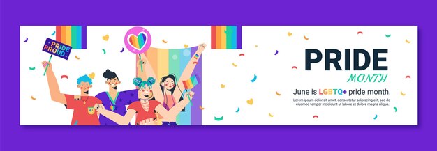 Banner de contracción plana del mes del orgullo