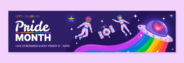 Banner de contracción plana del mes del orgullo