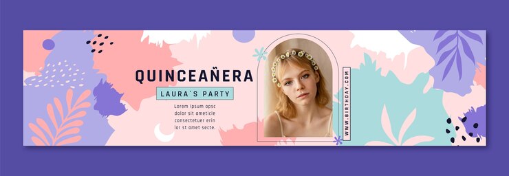 Vector gratuito banner de contracción de quinceañera dibujado a mano