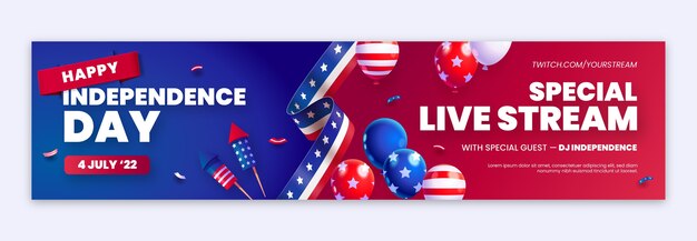 Banner de contracción realista del 4 de julio con globos