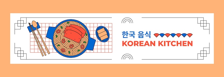 Vector gratuito banner de contracción de restaurante coreano dibujado a mano