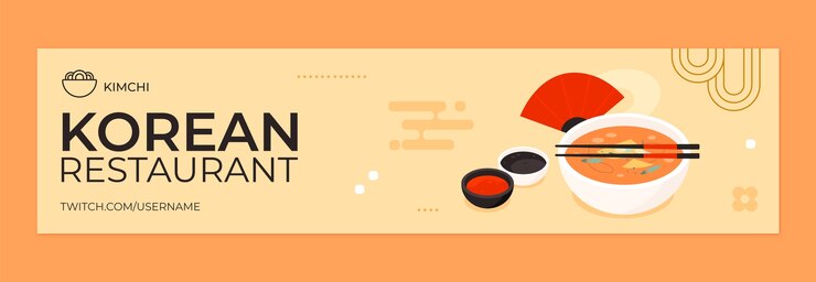 Vector gratuito banner de contracción de restaurante coreano dibujado a mano