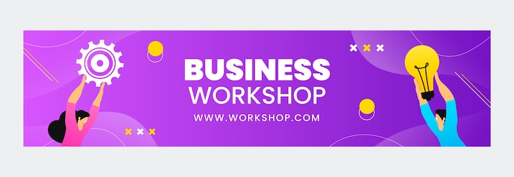 Vector gratuito banner de contracción del taller de negocios degradado