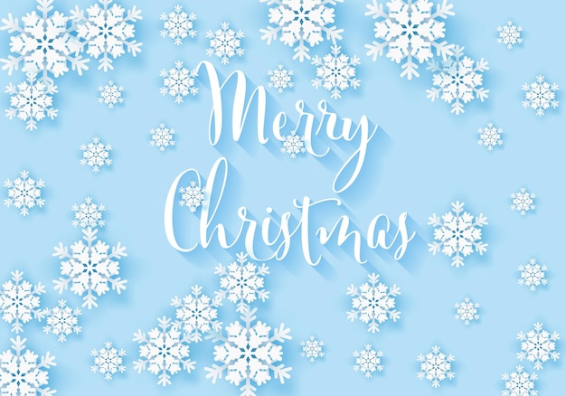 Banner de copo de nieve de invierno con fondo azul Plantilla de póster de diseño de nieve de Feliz Navidad