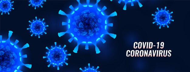 Banner de coronavirus Covid-19 con células virales