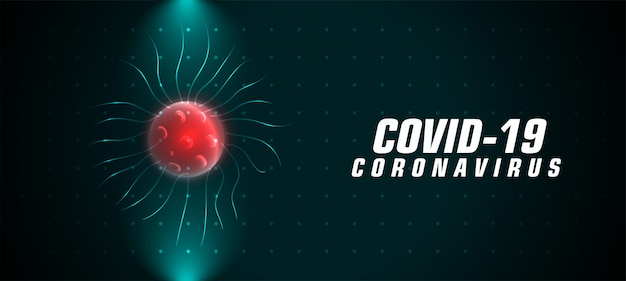 Banner de coronavirus Covid-19 con virus rojo infectado