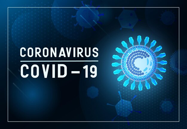 Banner de coronavirus con virus brillante