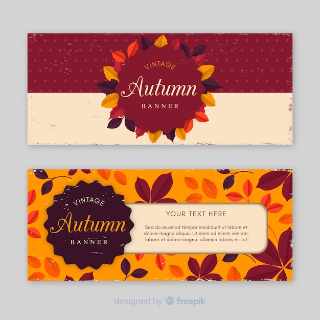 Vector gratuito banner creativo de otoño con hojas