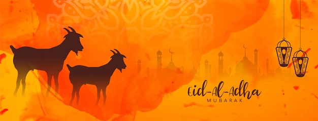 Banner cultural de celebración del festival eid al adha mubarak