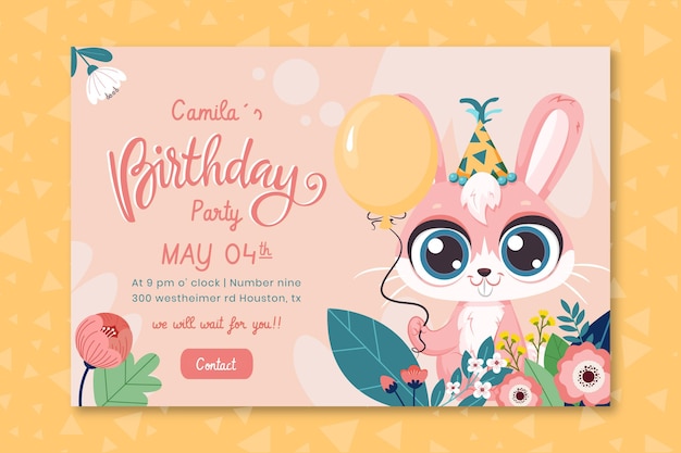 Vector gratuito banner de cumpleaños para niños