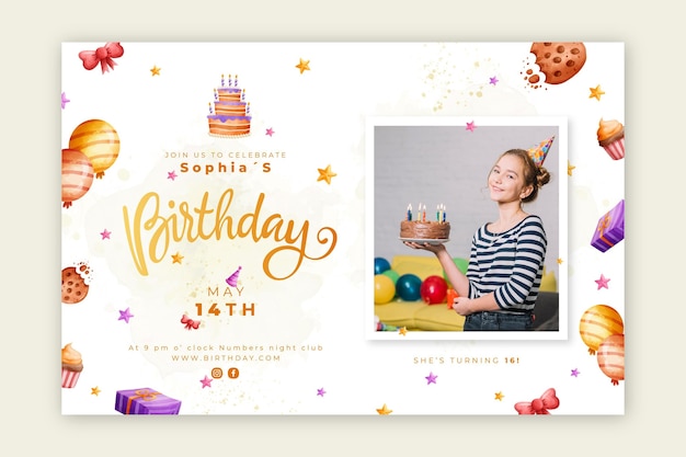 Banner de cumpleaños con pastel