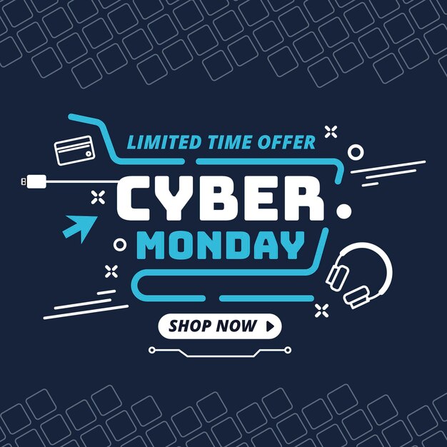 Banner de cyber monday de diseño plano