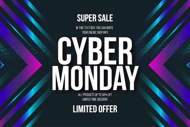 Banner de cyber monday en estilo memphis con texto editable